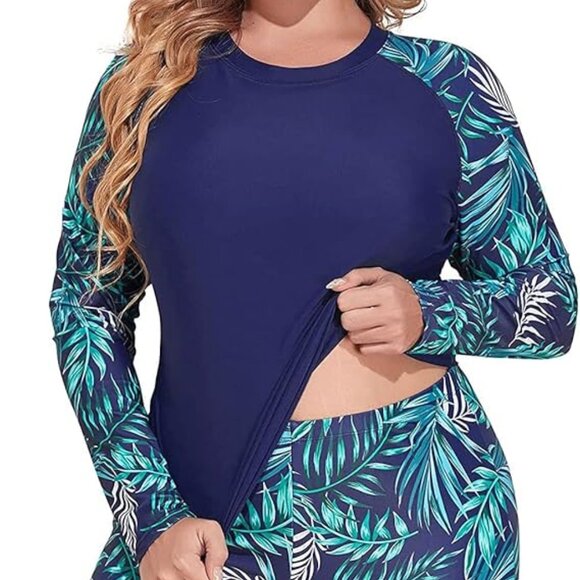 DACI BLUE TROPICAL LONG SLEEVE RASH GUARD SWIM SHORTS SET SIZE XL NWT - Picture 6 of 6